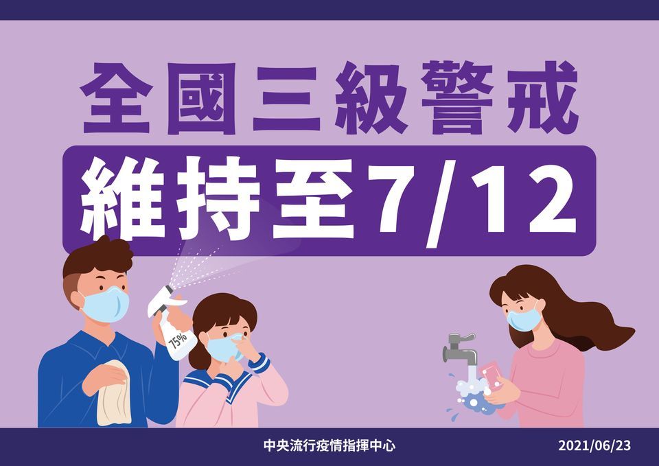 全國疫情警戒第三級至7月12日