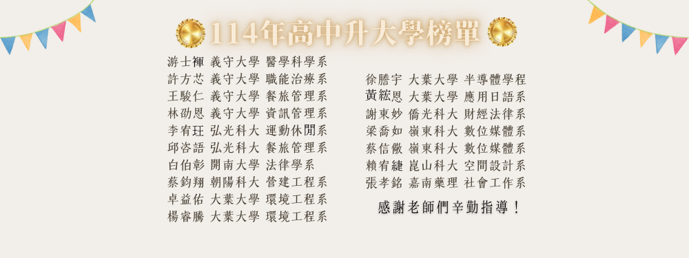 114年高中升大學榜單